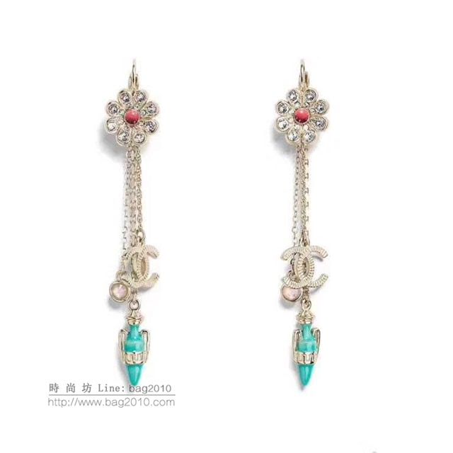 chanel耳環 春夏新款 時尚完美花朵 酒瓶 個性 純銀針流蘇耳環  gzsc1323